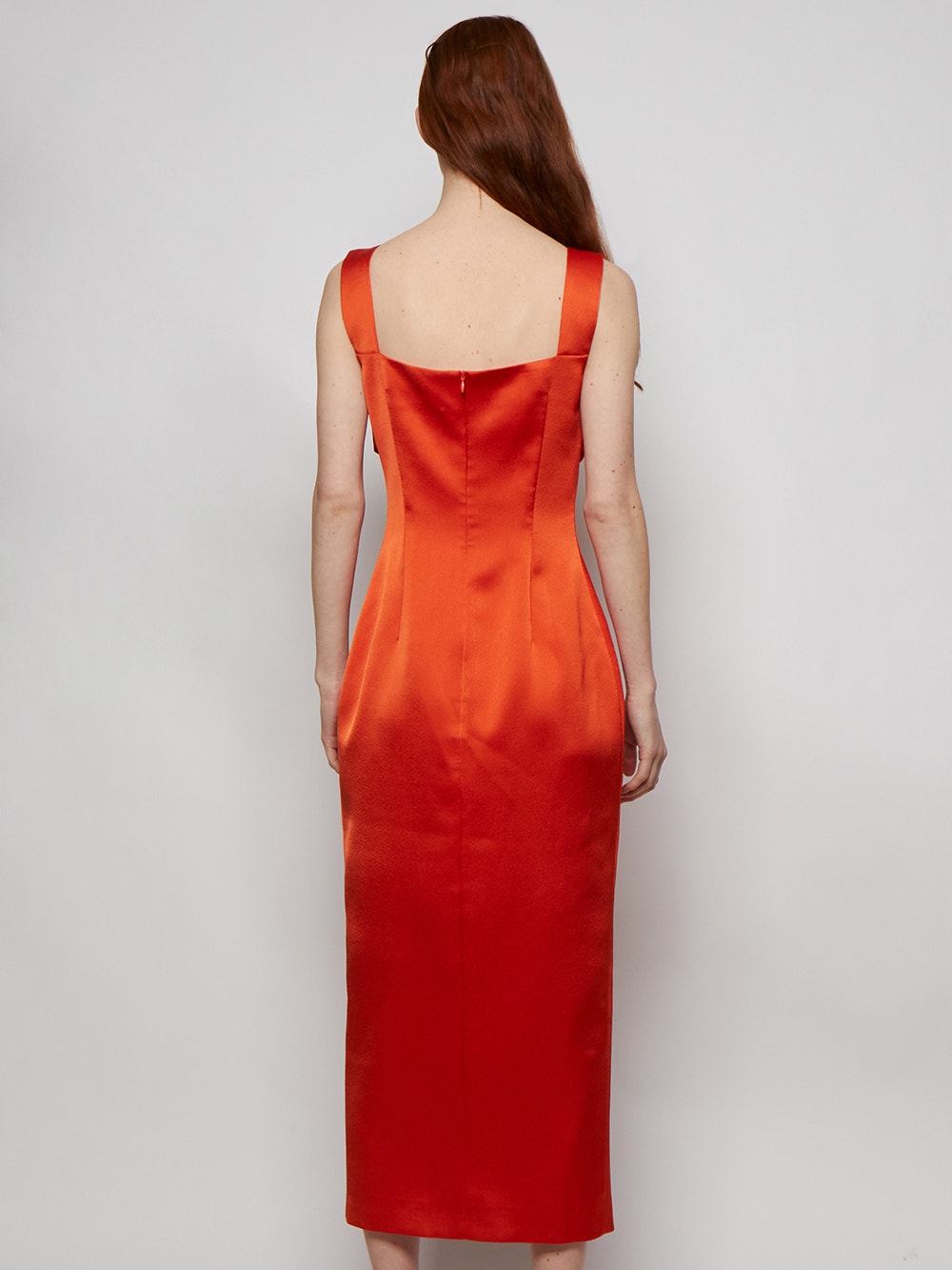 Buckled And Draped Satin Midi Dress