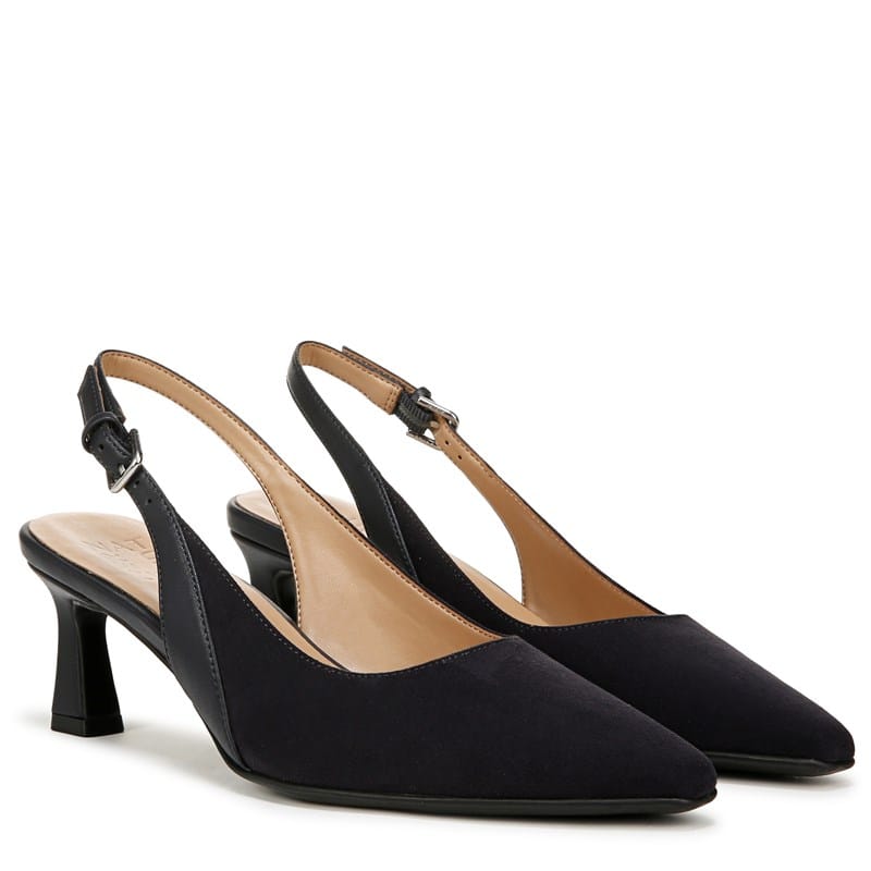 Naturalizer Women's Tansy Slingback Dress Shoes Navy Microfiber & Faux Leather - Size .