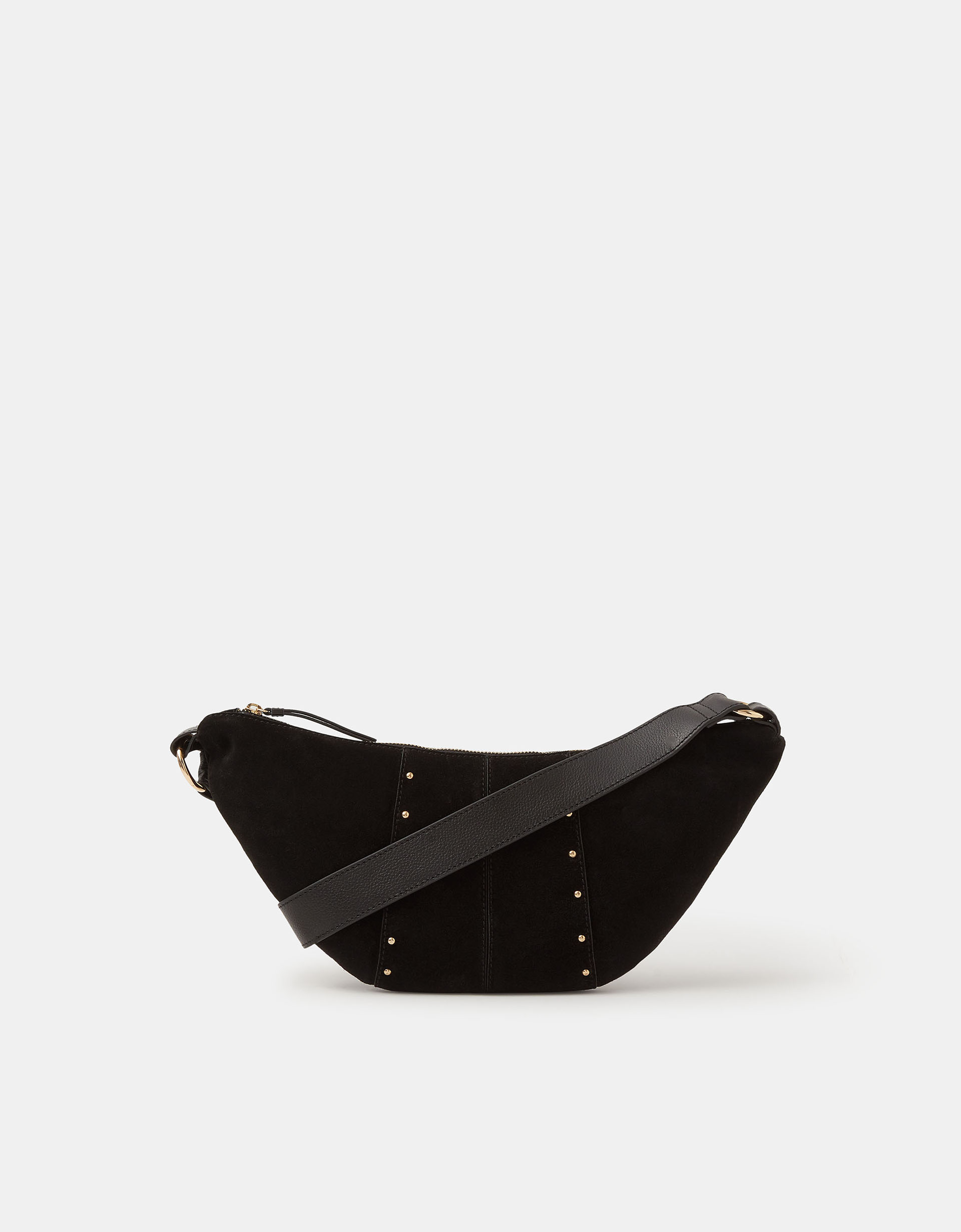 Gold Stud Suede Sling Crossbody Bag