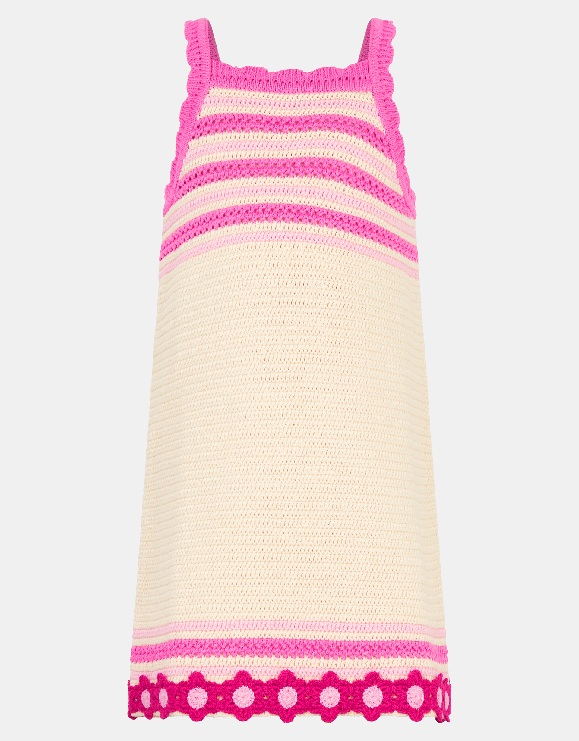 Flower Knit Crochet Dress Pink, Size: - Yrs