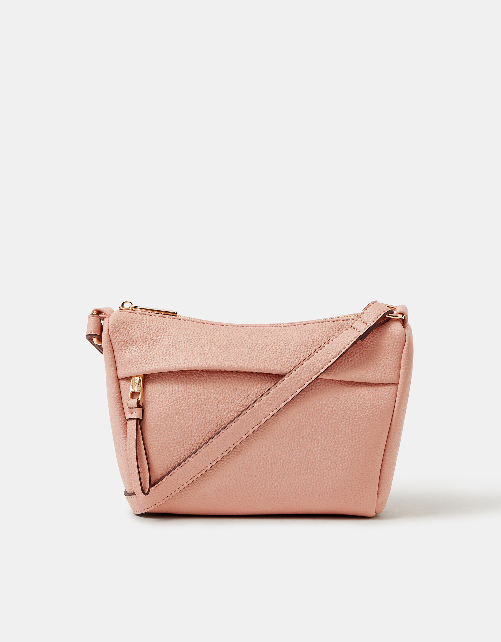 Zip Front Crossbody Bag Pink