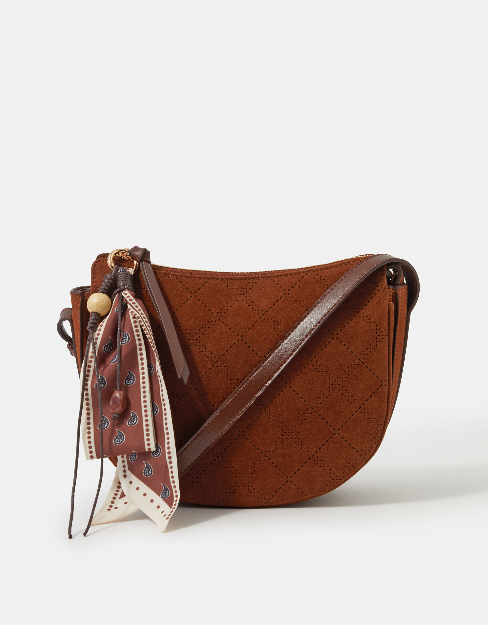 Faux Suede Scarf Crossbody Bag