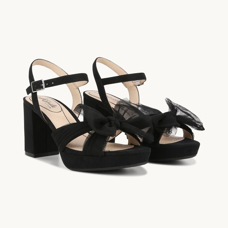 LifeStride Shoes Last Dance Dress Sandal Black Fabric Leather .