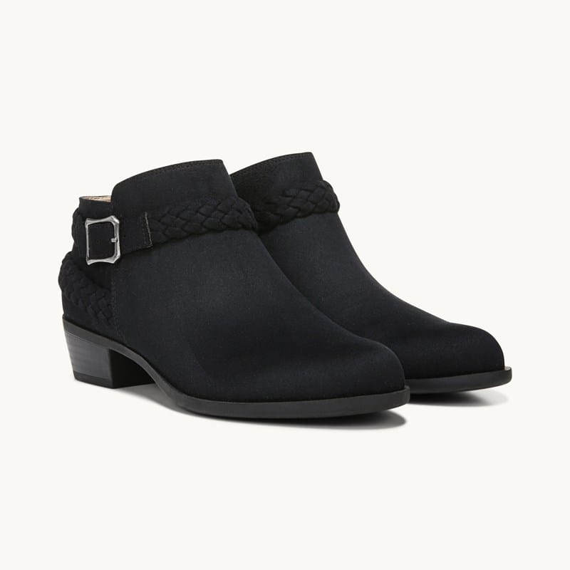 LifeStride Adriana Bootie Ankle Boots Black Microsuede .