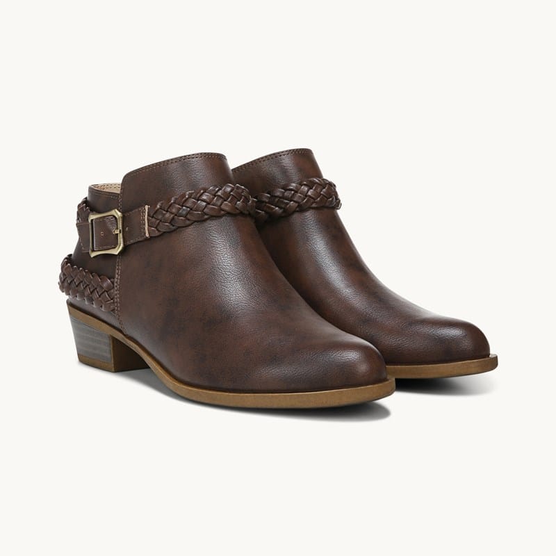 LifeStride Adriana Bootie Ankle Boots Brown Suede . W