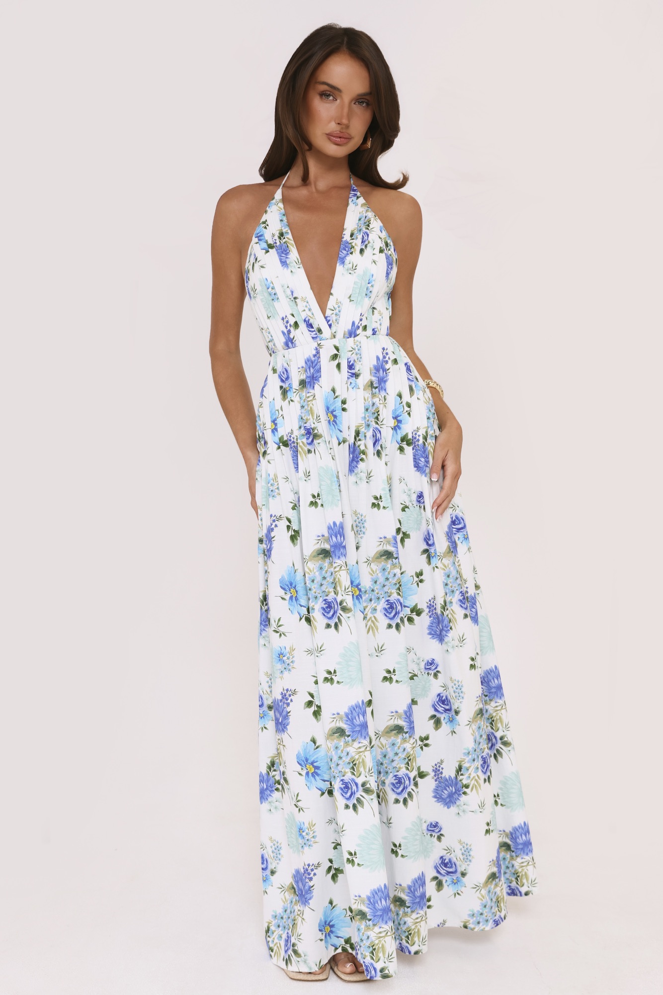 Garden Of Light Halter Maxi Dress Blue