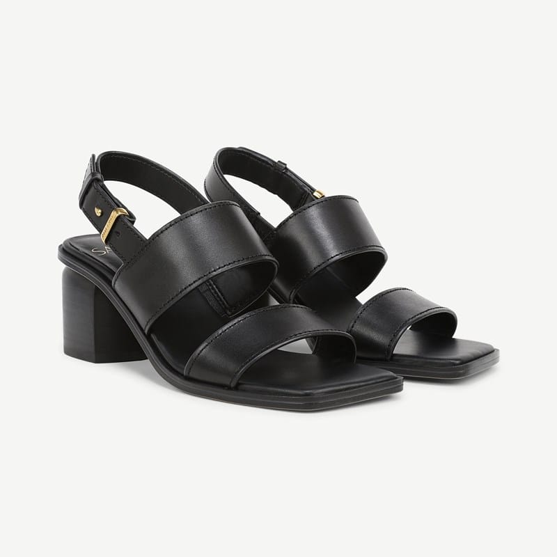 Sarto By Franco Sarto Shoes Sarto Rory Dress Sandal Black Leather . M Square Toe, Slingback, Buckle Closure