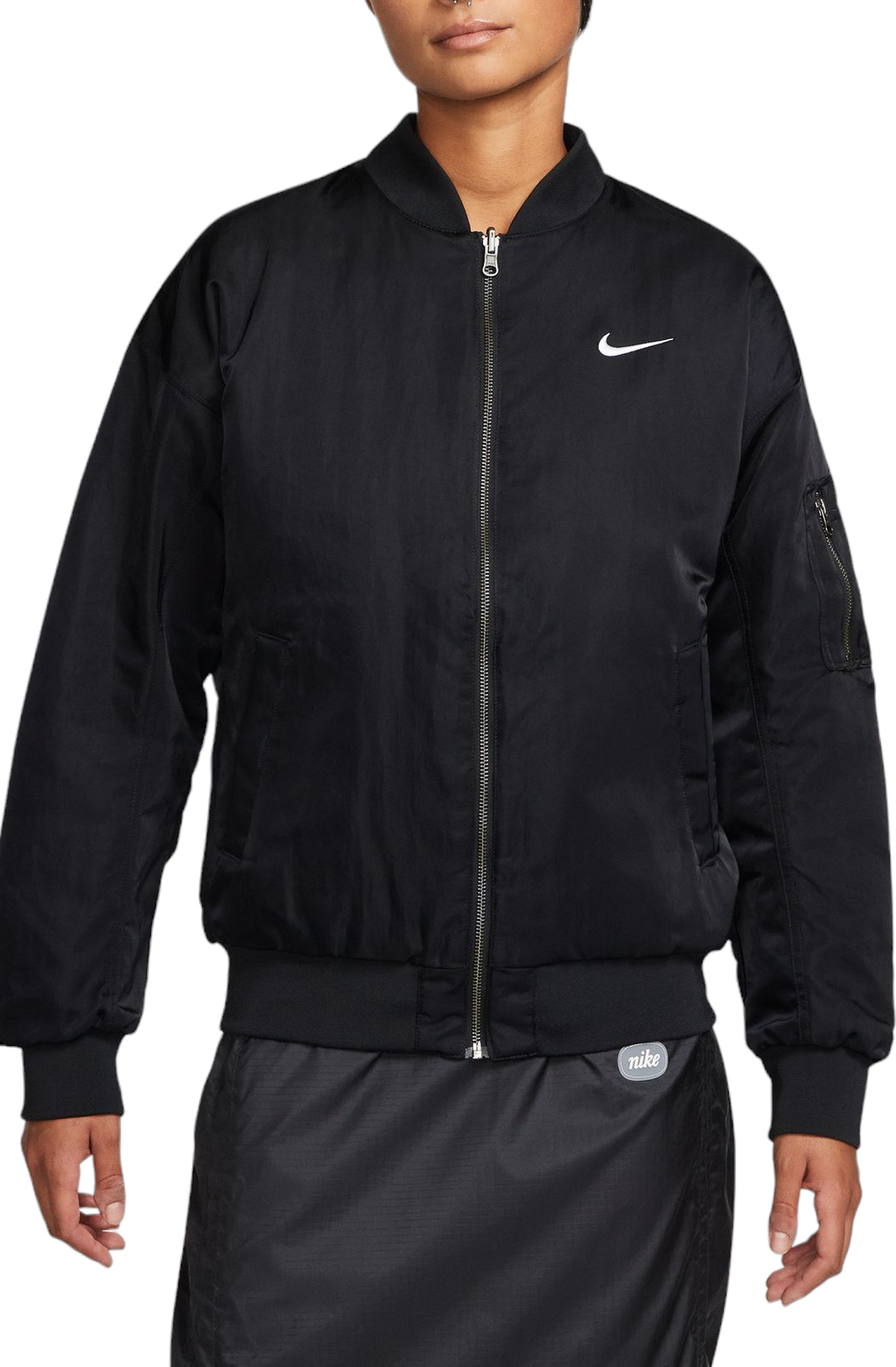 Women Sportswear Reversible Varsity Bomber Jacket BlackBlackWhite Jackets M BlackBlackWhite