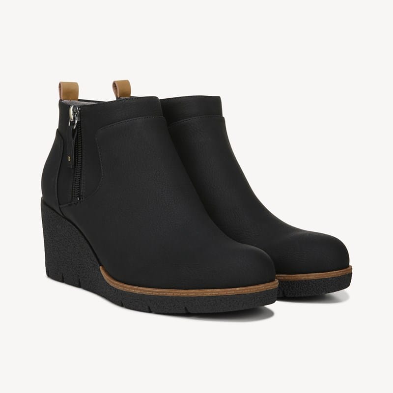 Dr. Scholl's Women's Bianca Wedge Bootie Boots Black DRSCH Leather . B