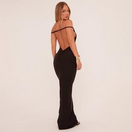 Bardot Ruched Bum Twisted Detail Maxi Dress In Black, Women's Size