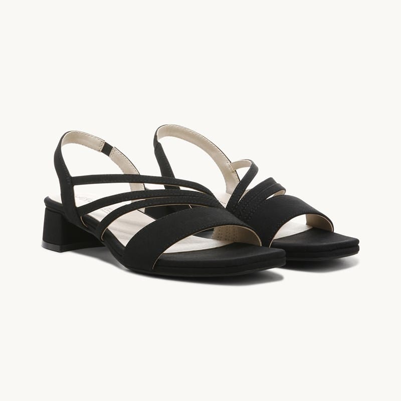 LifeStride Shoes Joy Strappy Dress Sandal Black Fabric Suede .