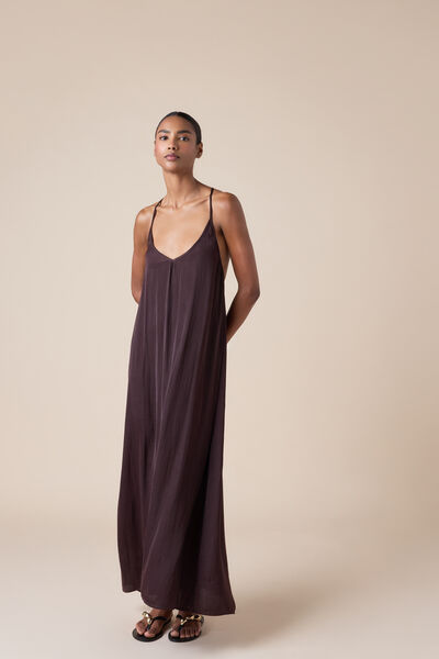 Calzedonia Maxi Dress Coco Brown Woman Brown Size ML