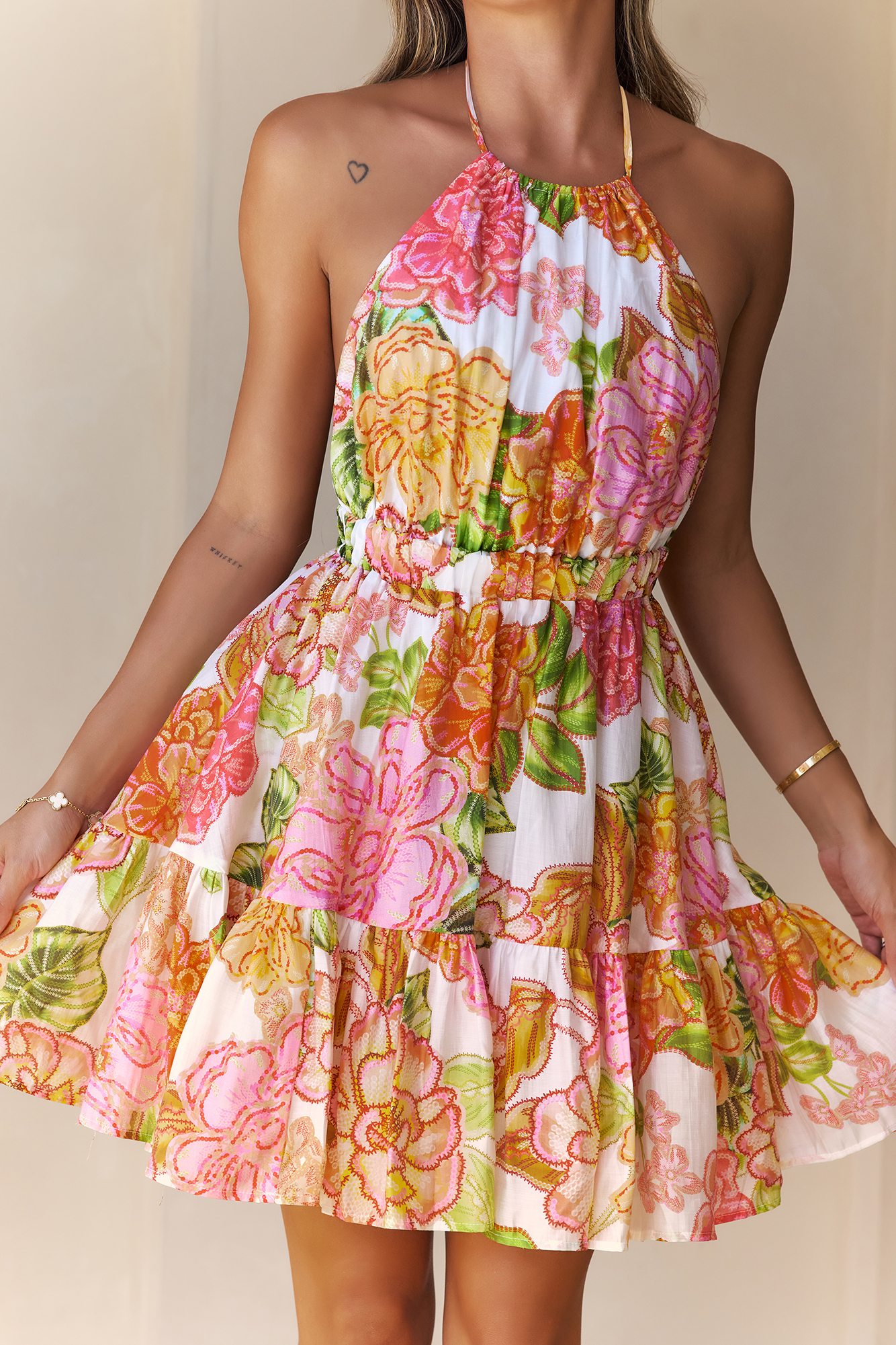 Petal Perfection Halter Mini Dress Floral