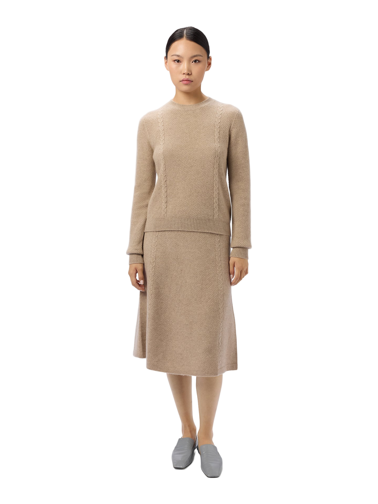 A-Line Cashmere Knitted Skirt - S Dusty Beige WK-