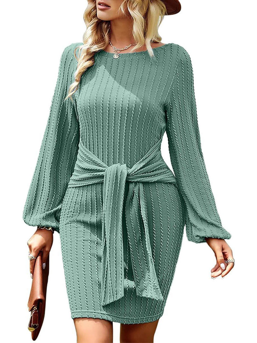 Zeagoo Women's Casual Knit Dress Long Sleeve Bodycon Dress - Mint Green M