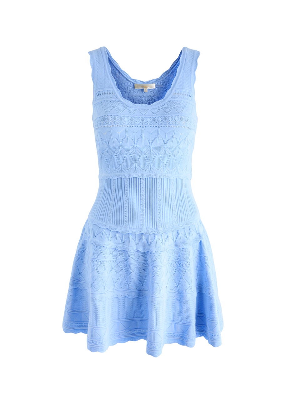 Loveshackfancy Ronelle Pointelle-knit Mini Dress - Light Blue - M M