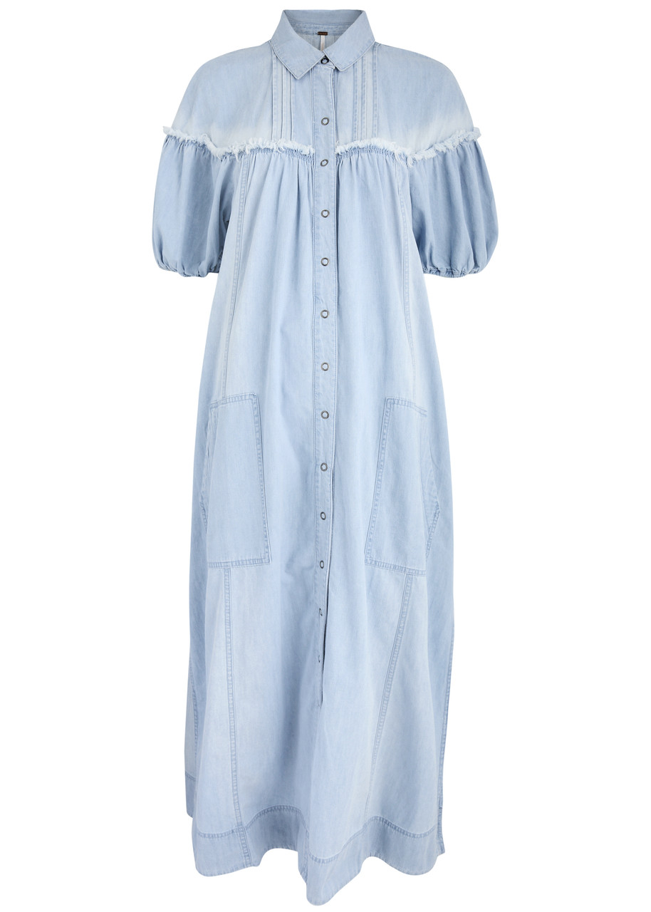 Free People On The Road Chambray Maxi Dress - Denim - M - M