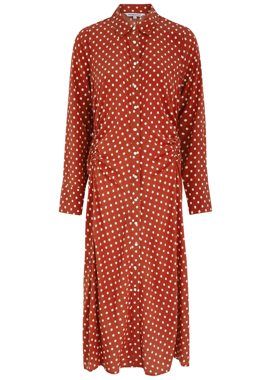 Veronica Beard Lex Polka-dot Stretch-silk Shirt Dress - Red - S