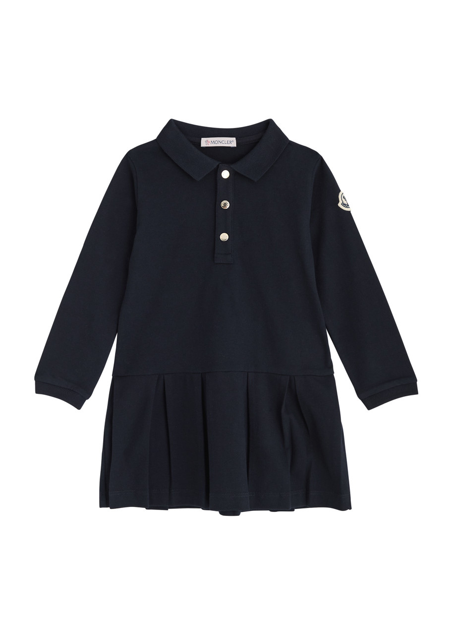 Moncler Kids Piqu Stretch-cotton Polo Dress - Navy - A