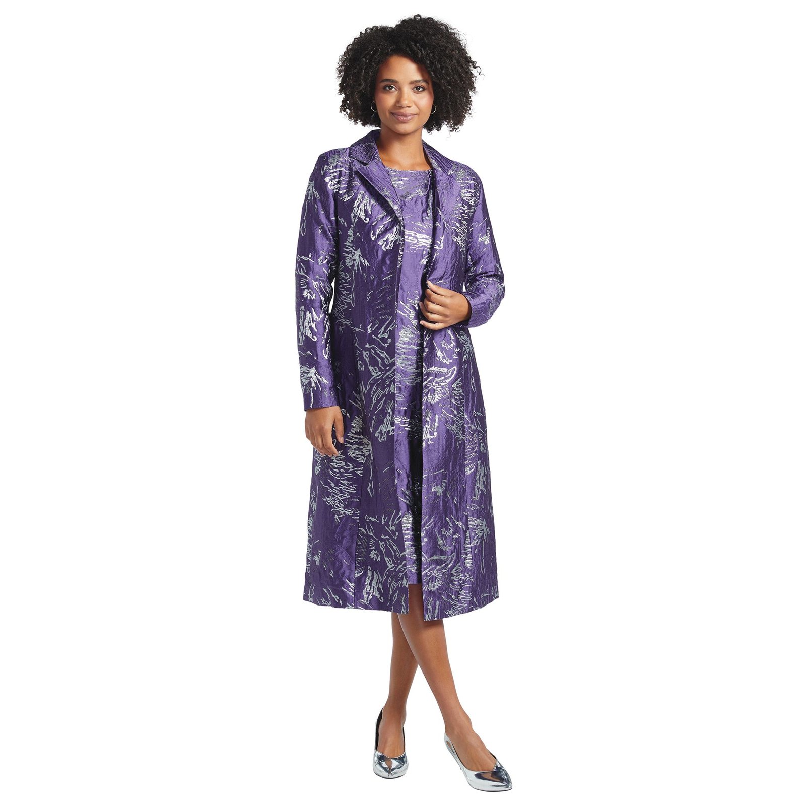 Masseys Jacquard Dress Set Purple Suits