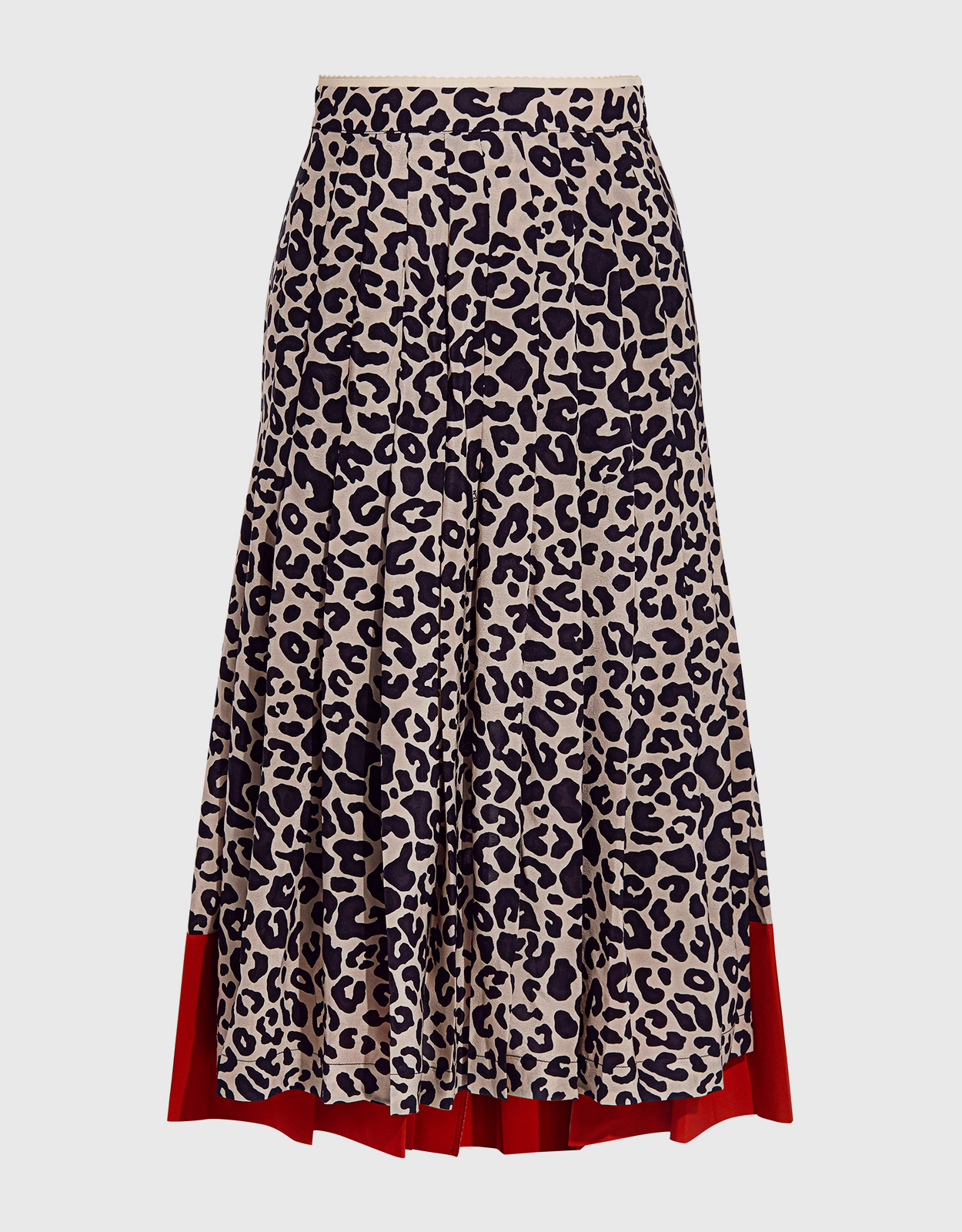 No. Leopard Animal-print Asymmetric Silk Knee Length Pleated Skirt - IT