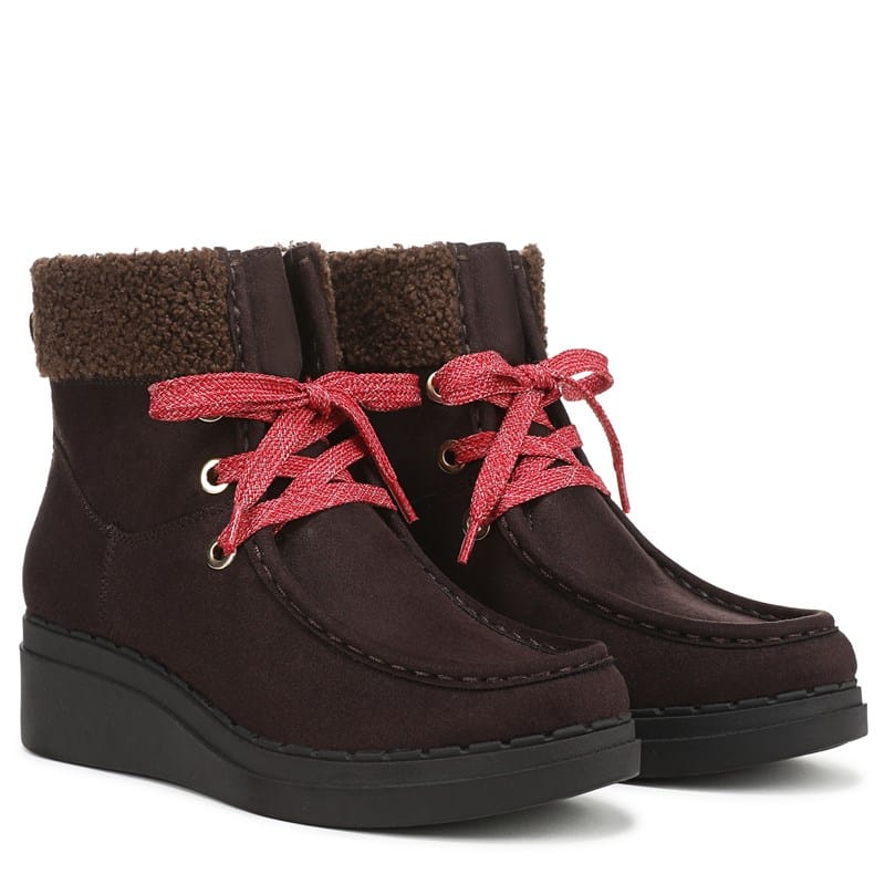 Lifestride Women's Devon Wedge Ankle Boots Dark Chocolate Microfiber - Size .