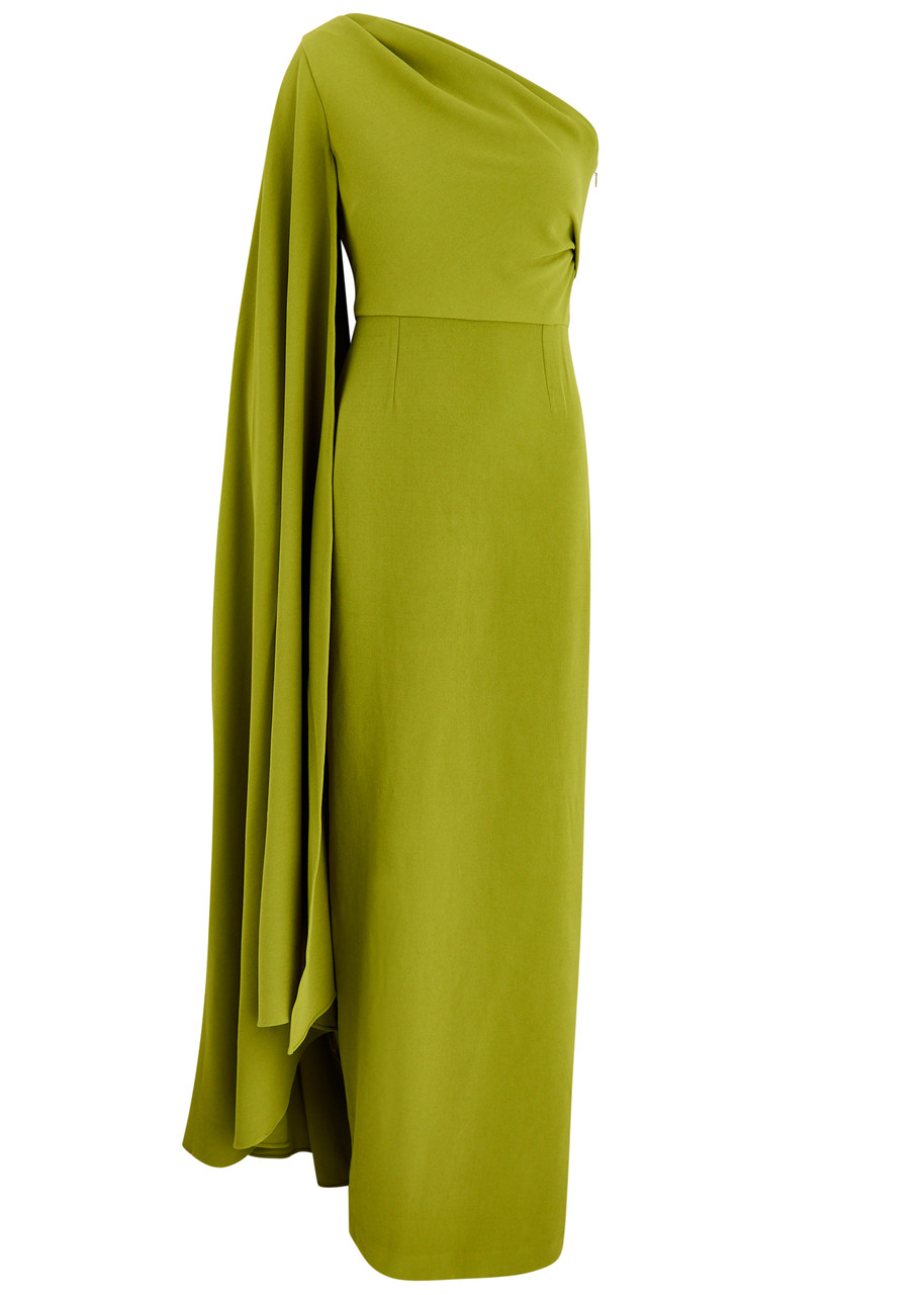 Solace London Daria Draped One-shoulder Maxi Dress - Green - M