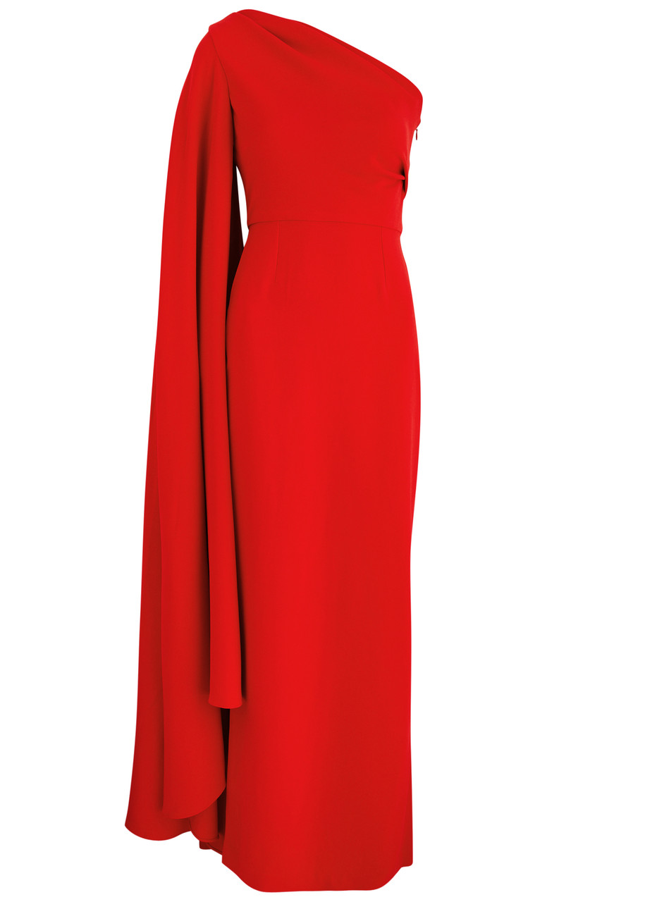 Solace London Daria Draped One-shoulder Maxi Dress - Red -