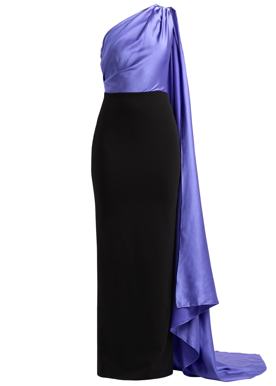 Solace London Yeva Draped One-shoulder Maxi Dress - Black - M