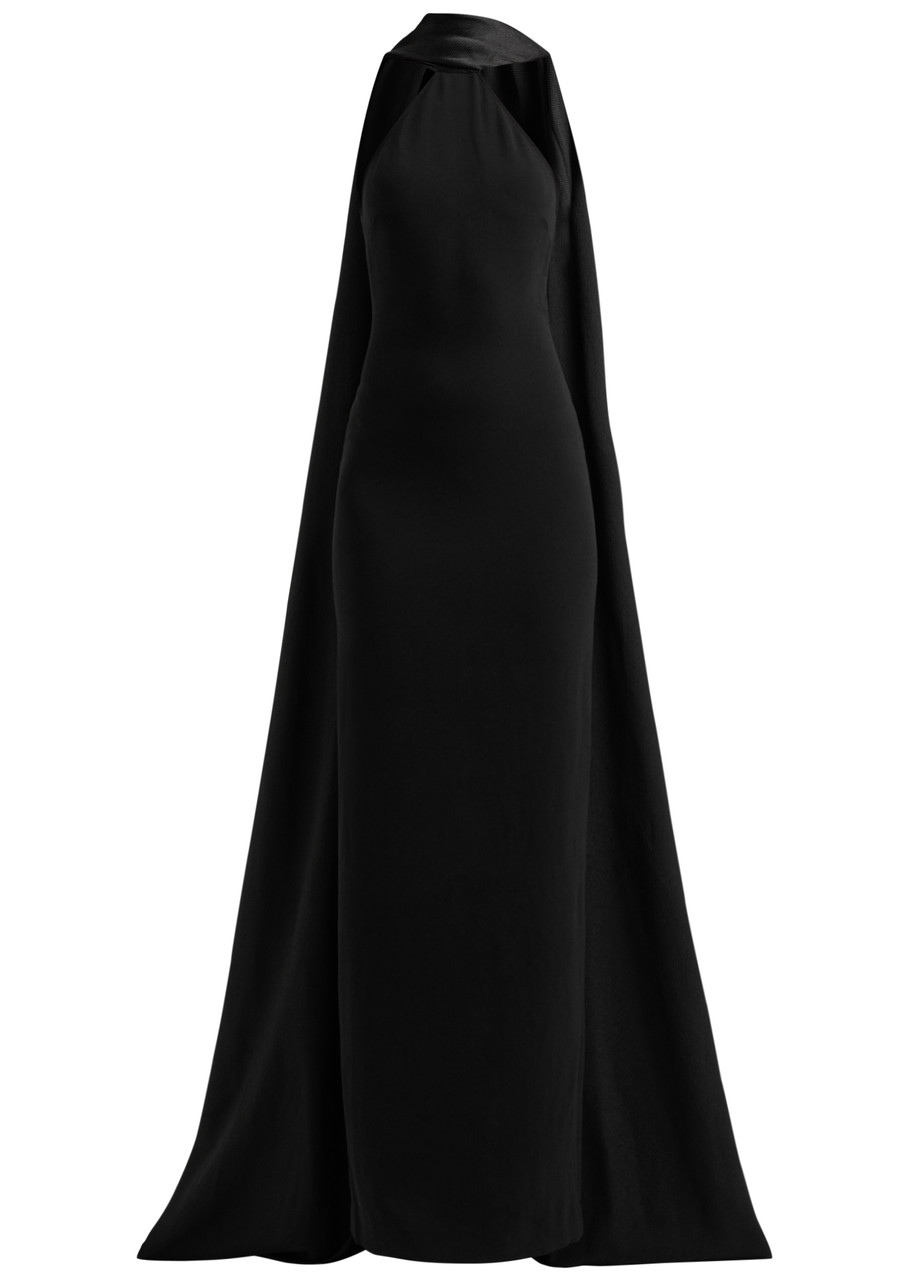 Solace London Ophelia Draped Halterneck Maxi Dress - Black - L