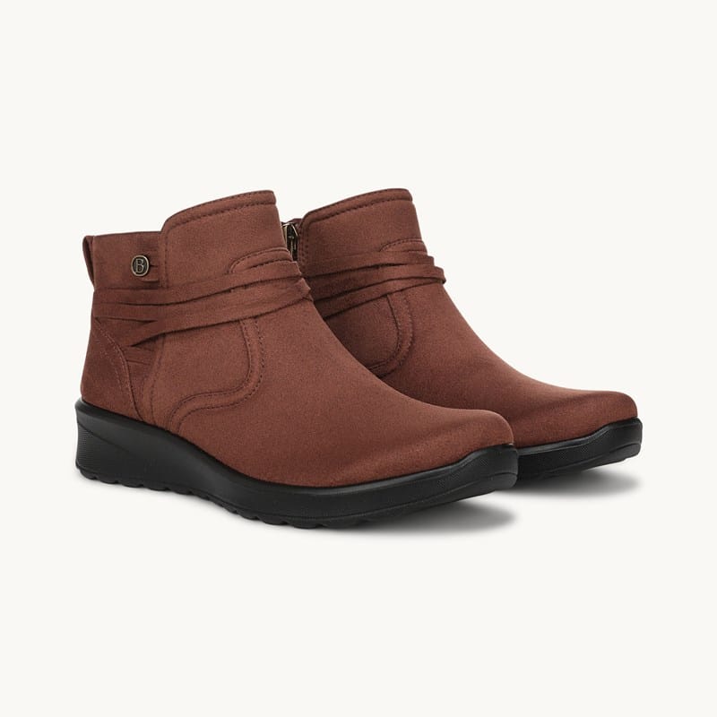 LifeStride Guest Ankle Bootie Boots Cappuccino Tan Microfiber Fabric . W