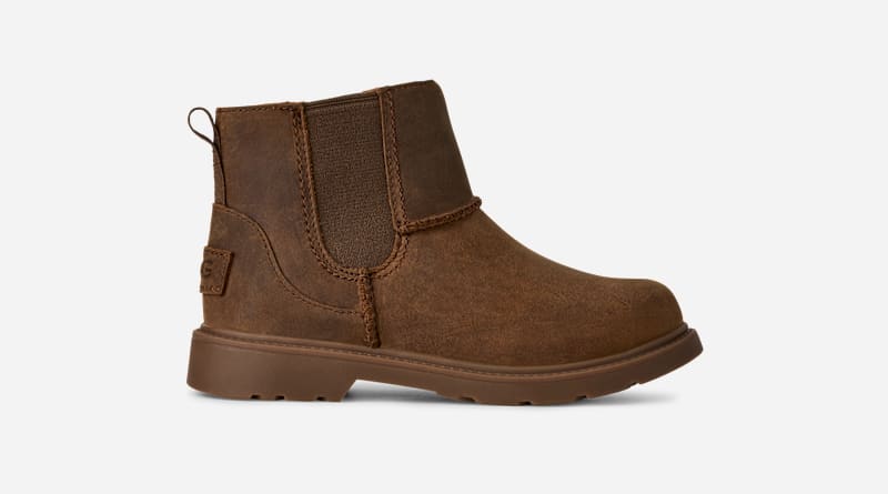 UGG® Kids' Perry Weather Chelsea Leather Boots in Walnut, Size K