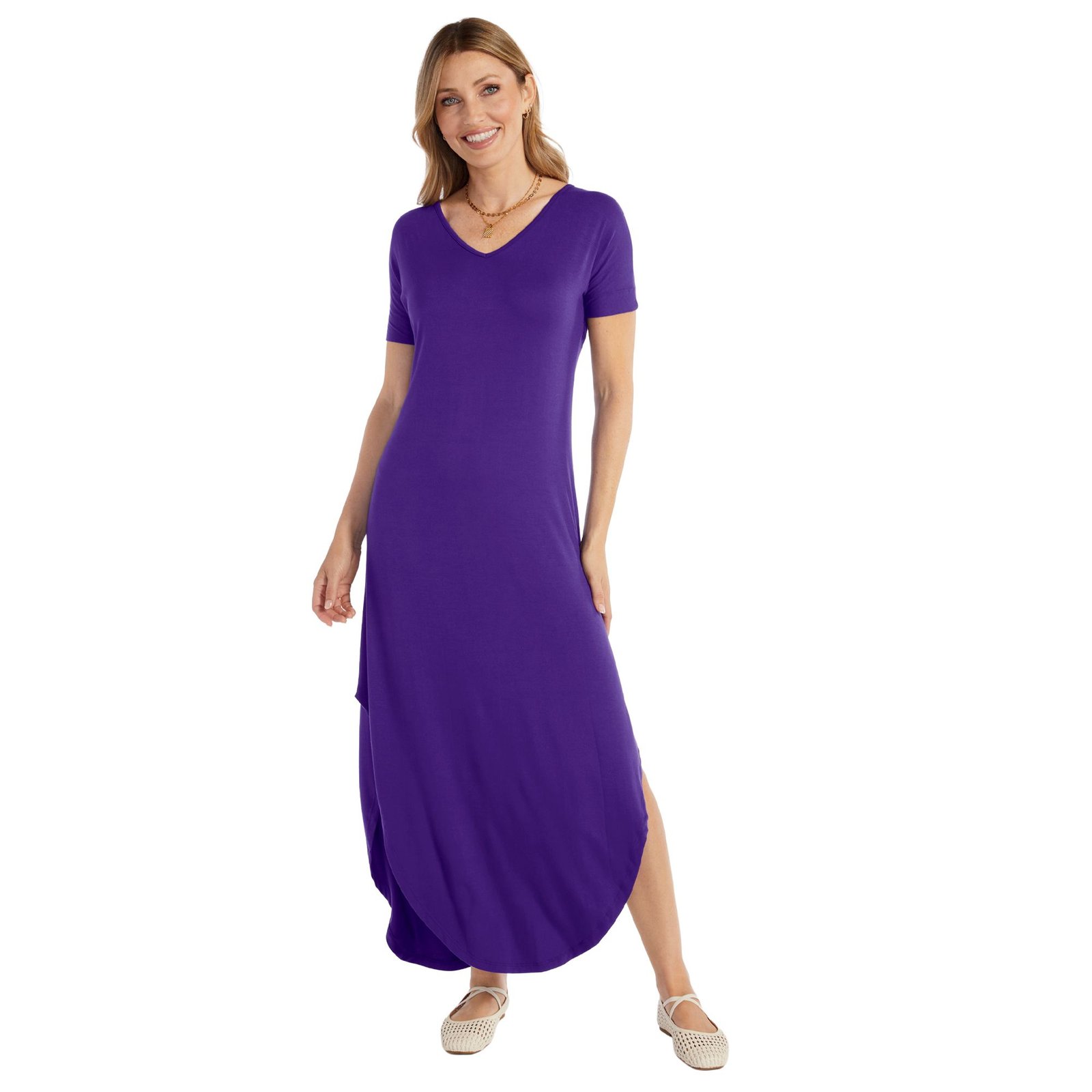 Masseys Shirt Maxi Dress Purple Dresses X