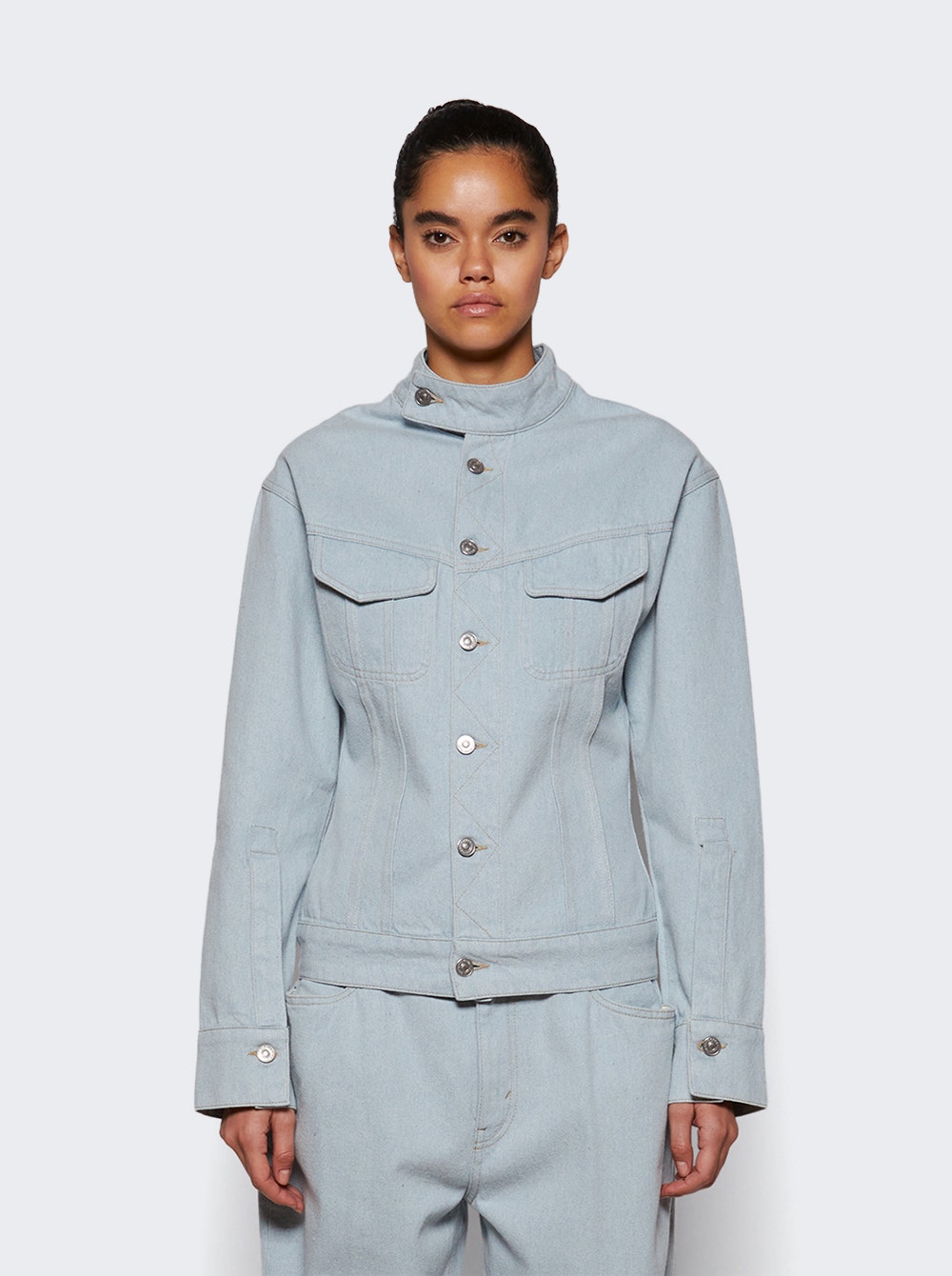 Sculptural Denim Jacket Light Blue
