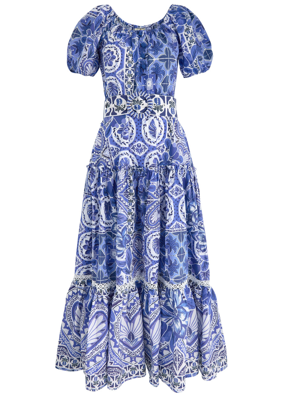 Farm Rio Tile Dream Printed Cotton Maxi Dress - Multicoloured - M M