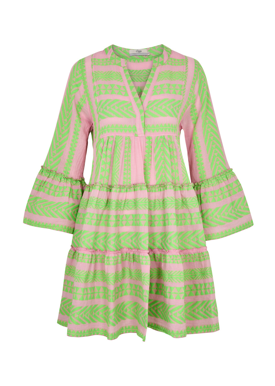 Devotion Ella Embroidered Cotton-blend Mini Dress - Green - L L