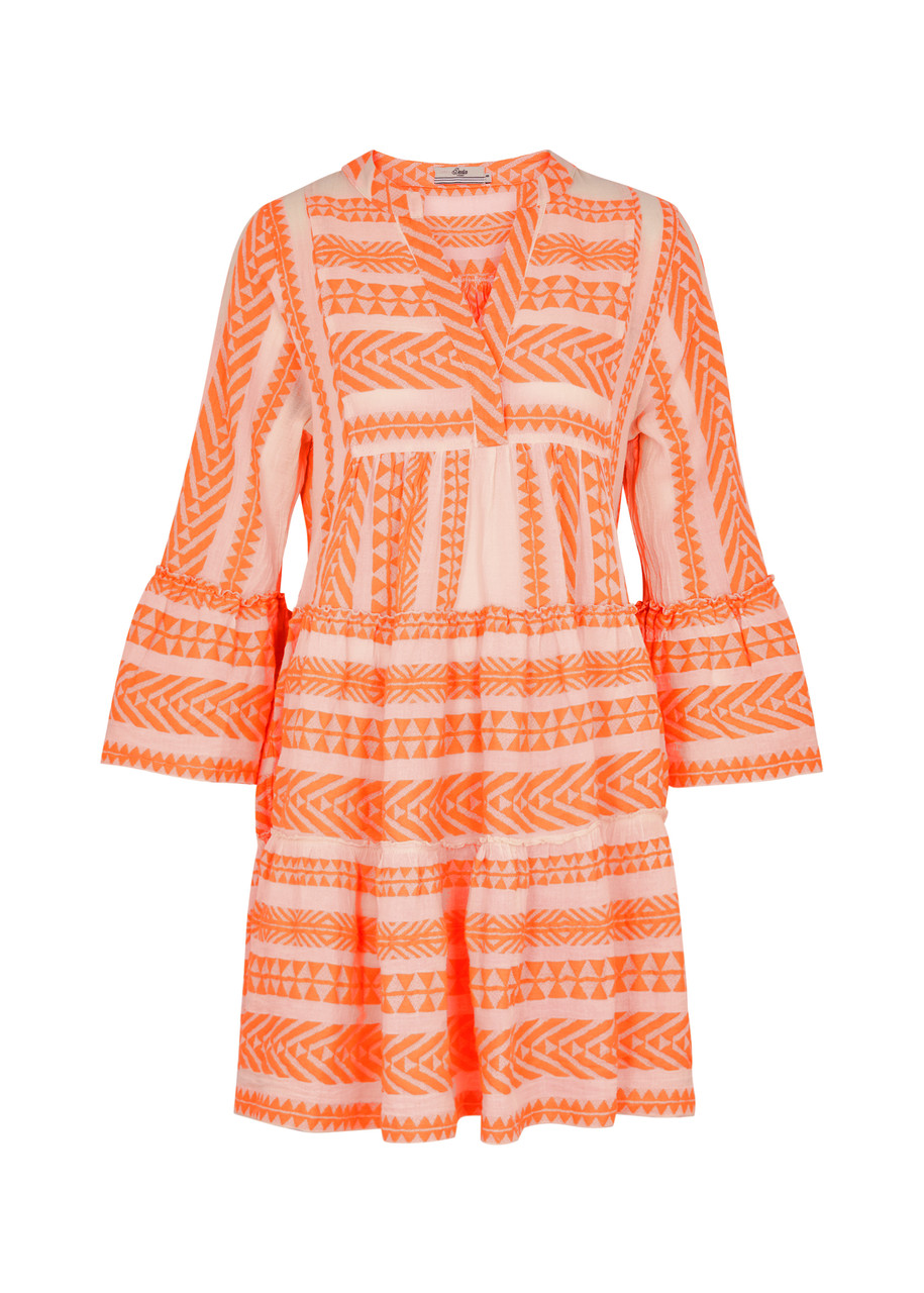 Devotion Ella Embroidered Cotton-blend Mini Dress - Orange - L L