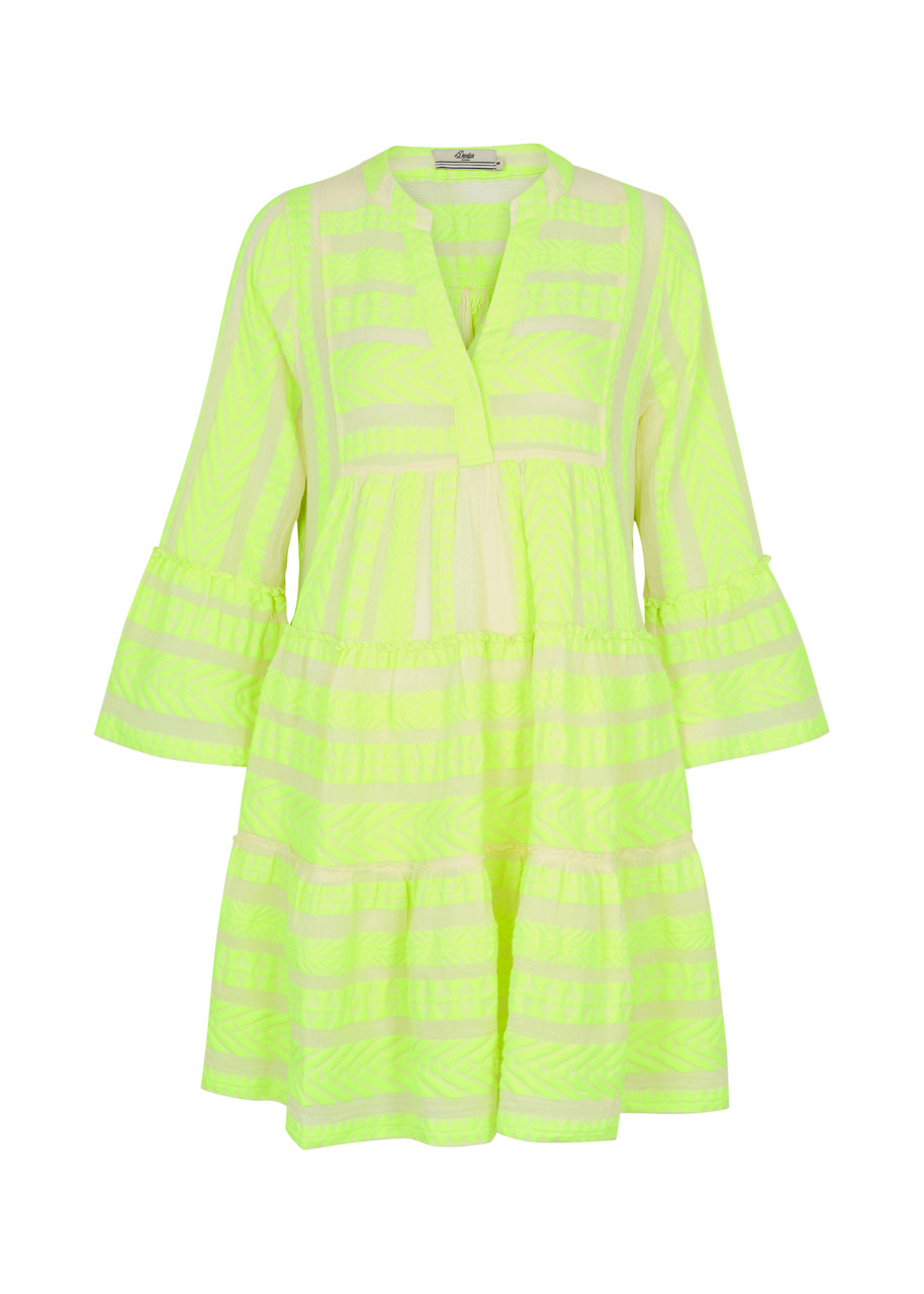 Devotion Ella Embroidered Cotton-blend Mini Dress - Yellow