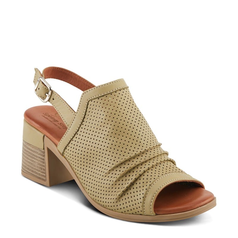 Spring Step Women's Noctium Block Heel Dress Sandals Olive Green - Size .