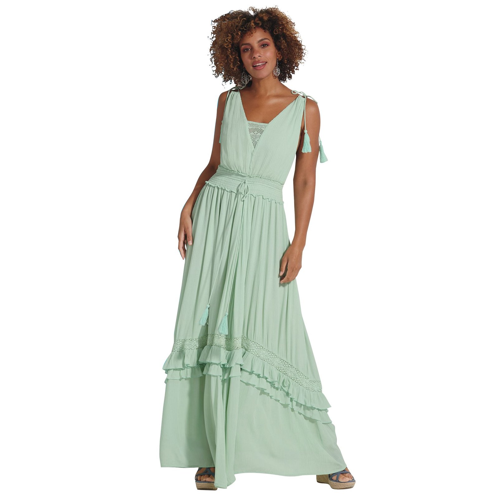 Masseys Tiered Maxi Dress Green Dresses X