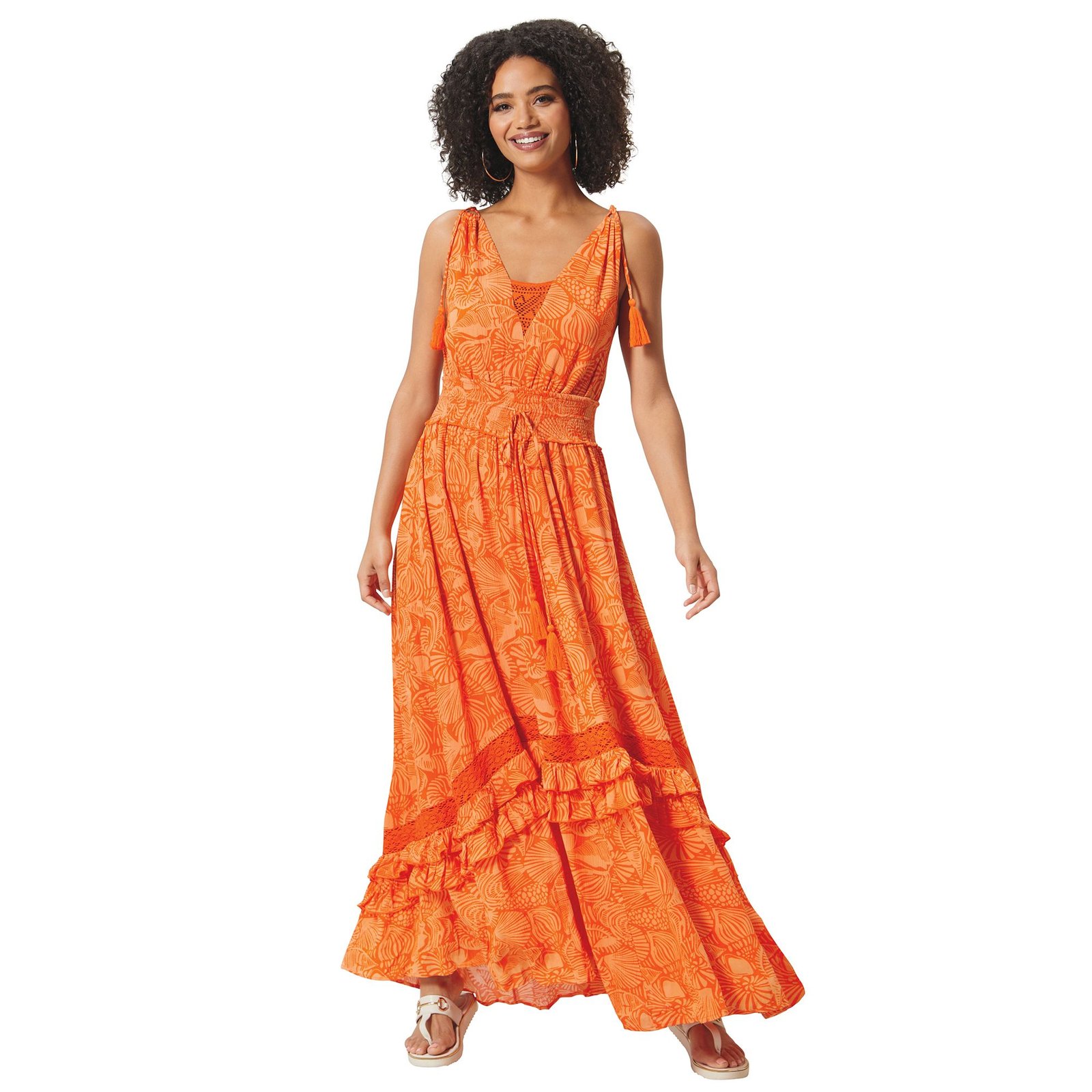 Masseys Tiered Maxi Dress Orange Dresses