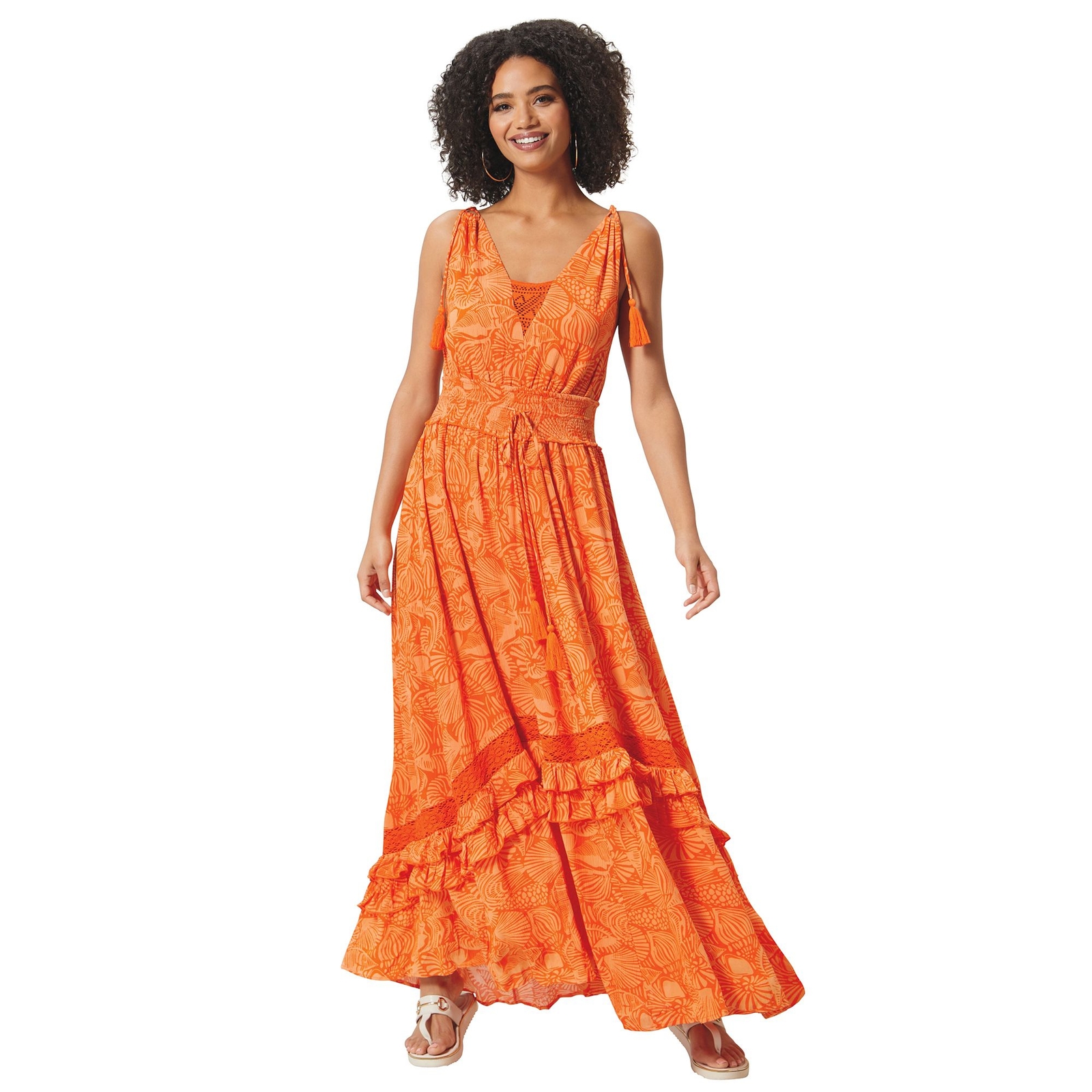 Masseys Tiered Maxi Dress Orange Dresses