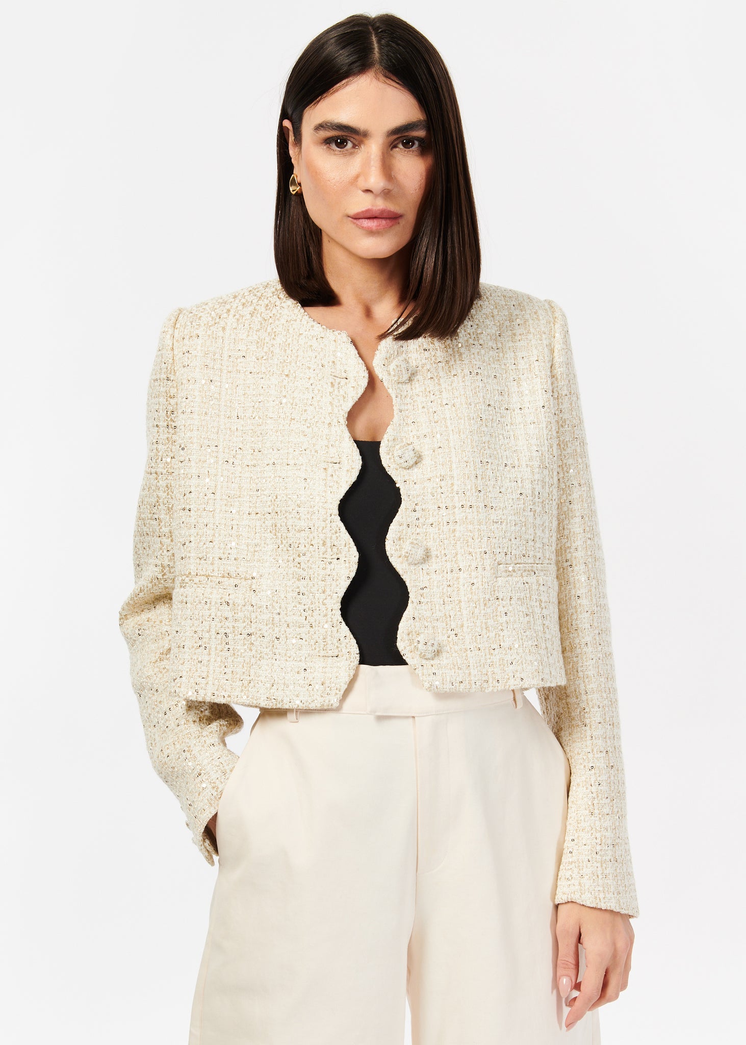 Giselle Tweed Blazer Gold Fleck