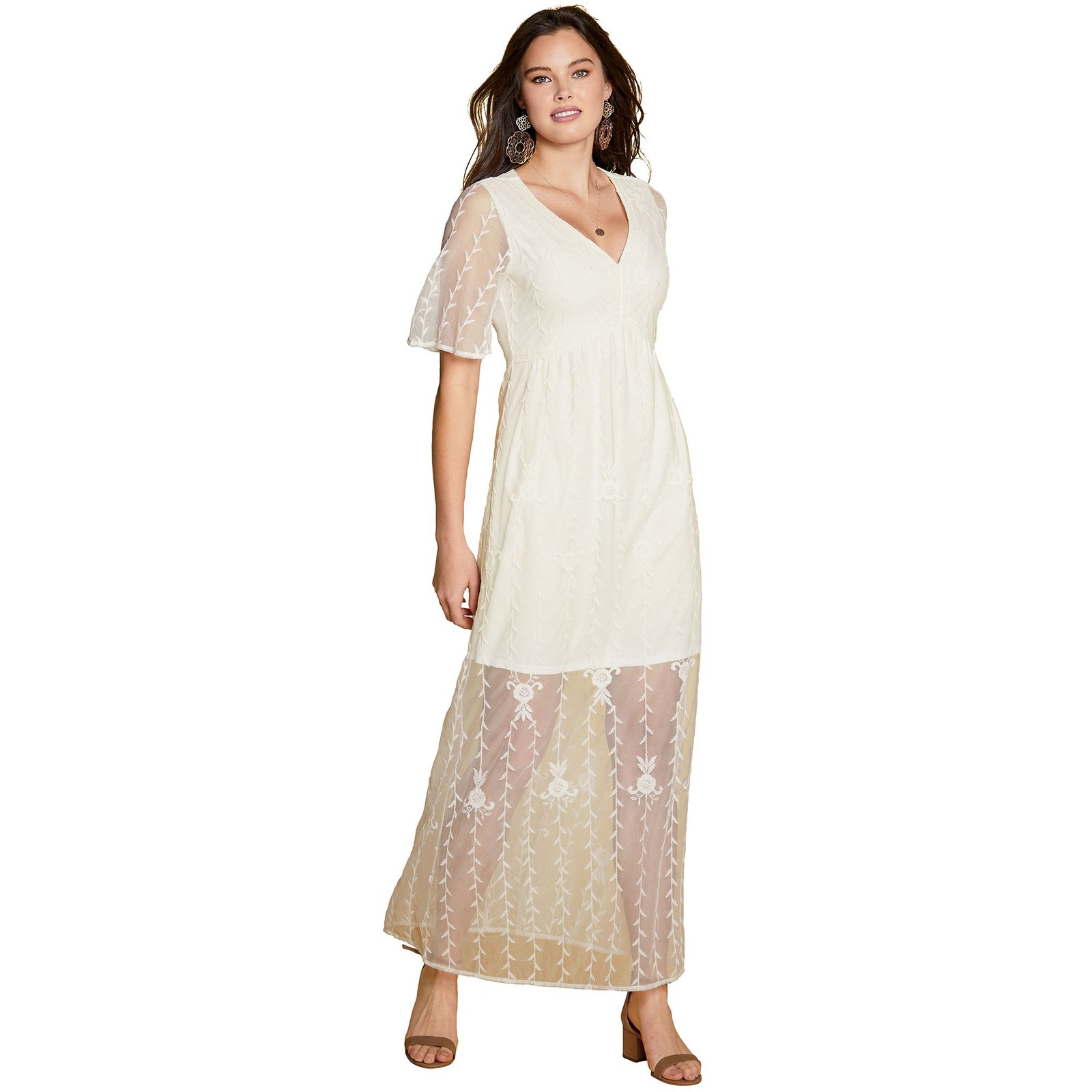 K. Jordan Boho Lace Maxi Dress White Dresses