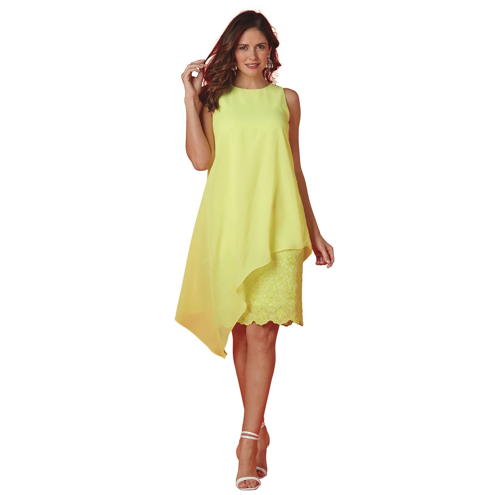 Masseys Asymmetric Lace Tank Dress Green Dresses