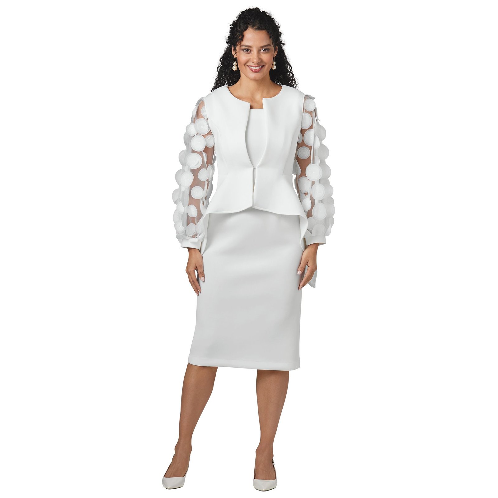 Masseys Novelty Sleeve Dress And Jacket White Suits W
