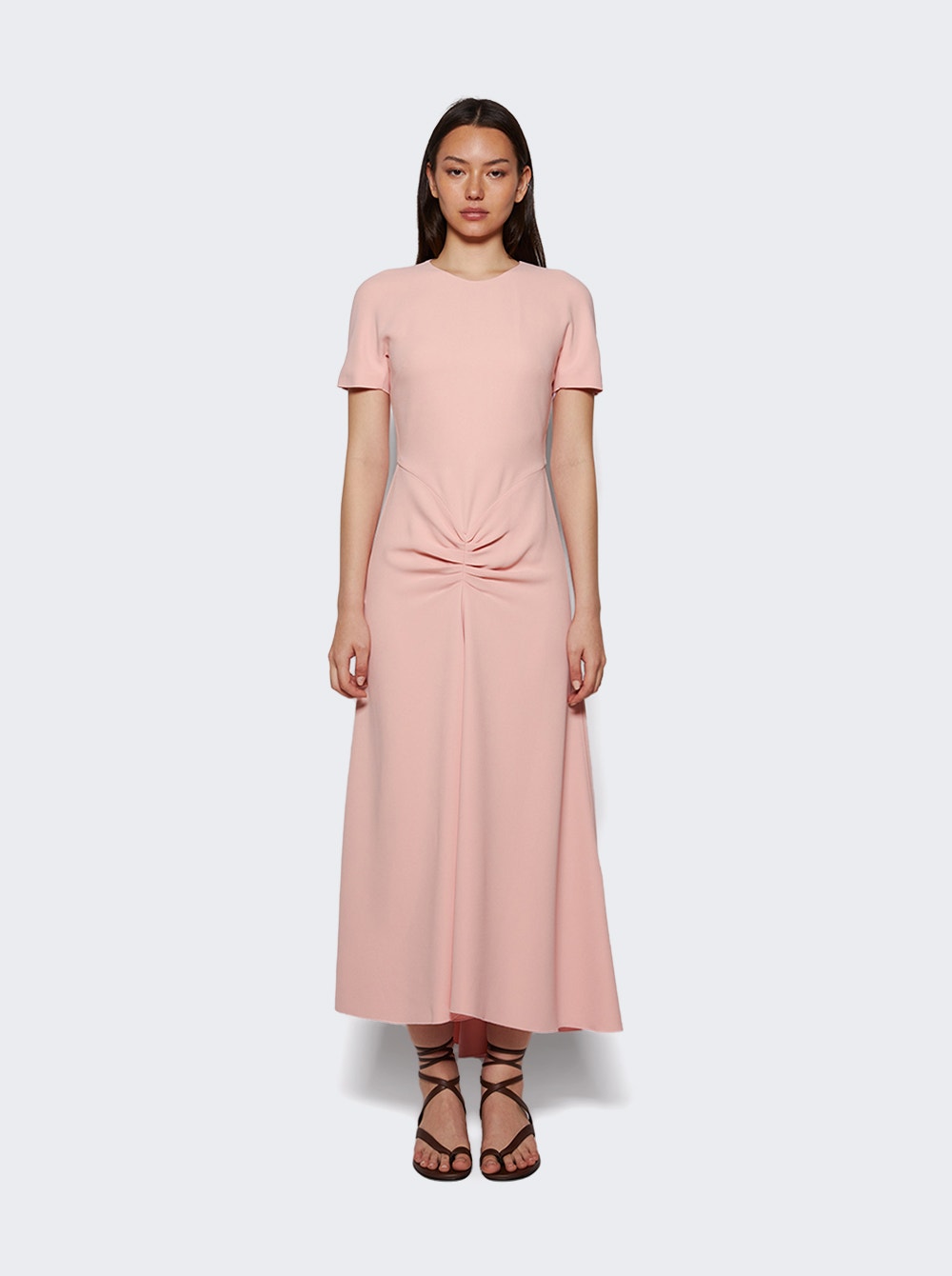 Gathered Detail shirt Midi Dress Antique Pink