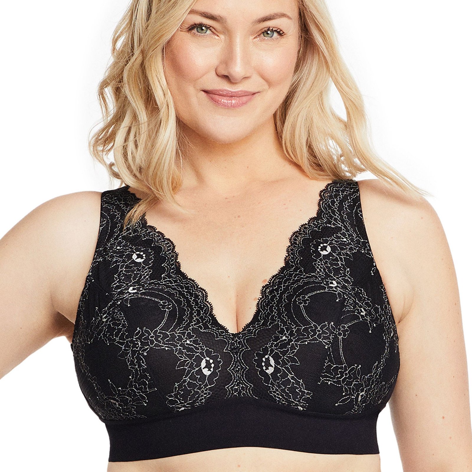 Glamorise Bramour Gramercy Luxe Lace Bralette Black Bras -F