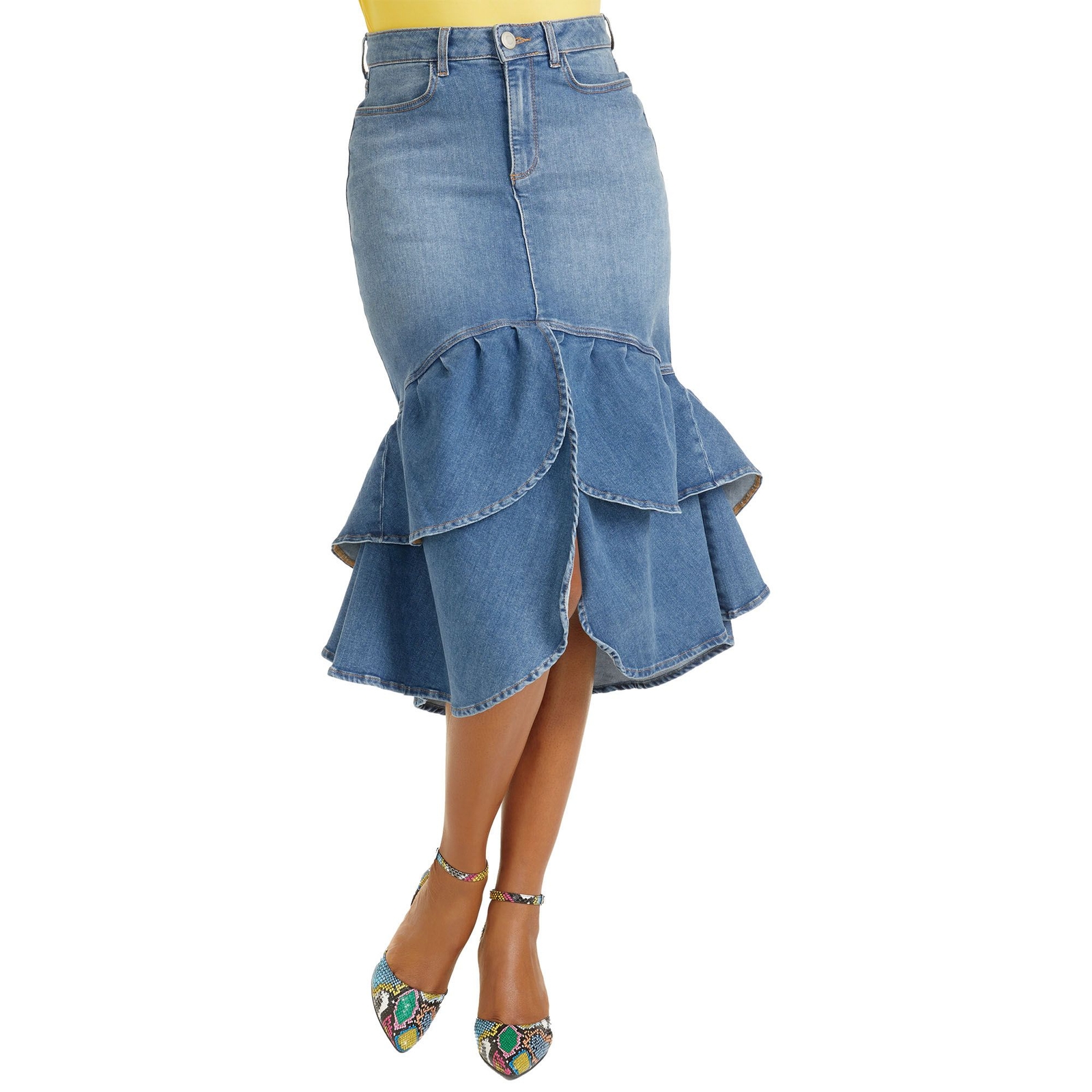 Masseys Ruffle Denim Skirt Blue Skirts W