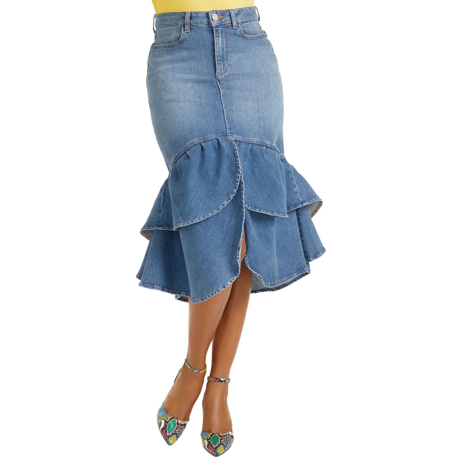 Masseys Ruffle Denim Skirt Blue Skirts W